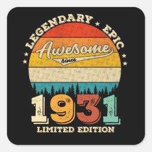 94e jaar oude retro Geweldige 94e verjaardagscadea Vierkante Sticker