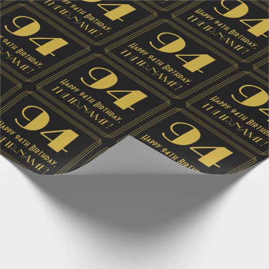 94e verjaardag ~ Art Deco Geïnspireerde look "94", Cadeaupapier (Hoek)
