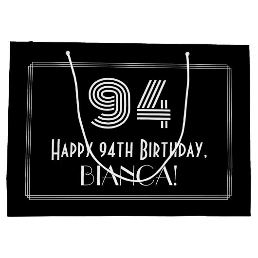 94e verjaardag — Art Deco Geïnspireerde look "94" Groot Cadeauzakje (Achterkant)