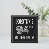 94e verjaardag: Art Deco Style met aangepaste naam Kaart (Staand voorkant)