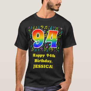 94e verjaardag: Colorful Music Symbols, Rainbow 94 T-shirt