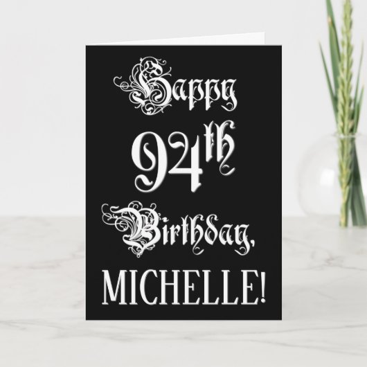 94e verjaardag: Fancy, elegant script + aangepaste Kaart (Voorkant)