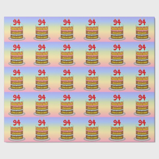 94e verjaardag: Fun Cake and Candles + Custom Name Cadeaupapier (Zoom)