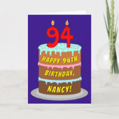 94e verjaardag: Fun Cake and Candles + Custom Name Kaart (Voorkant)