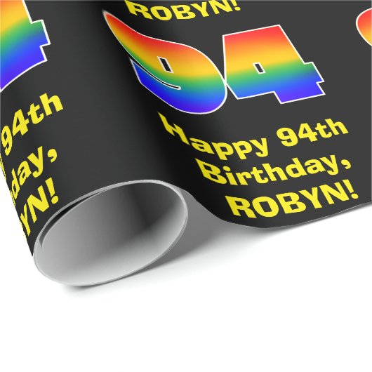 94e verjaardag: Fun, kleurrijke regenboog geïnspir Cadeaupapier (Rol Hoek)