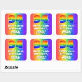 94e verjaardag: kleurrijk, vun regenboogpatroon # vierkante sticker (Vel)