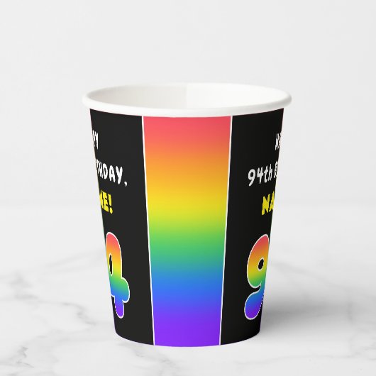 94e verjaardag: kleurrijke regenboog # 94, aangepa papieren bekers (Links)