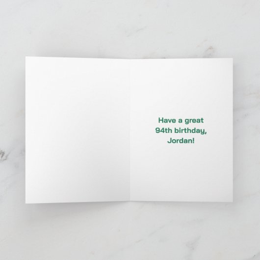 94e verjaardag: Leuke regenboog #, Aangepaste naam Kaart (Binnen)