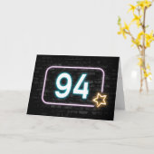 94e verjaardag Neon Sign On Brick Wall Kaart (Gele Bloem)