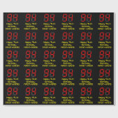 94e verjaardag: Red Digital Clock Style "94" + naa Cadeaupapier (Vlak)