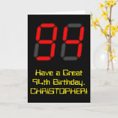 94e verjaardag: Red Digital Clock Style "94" + naa Kaart (Gele Bloem)