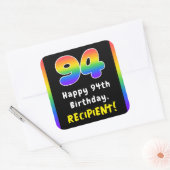 94e verjaardag: Regenboogspectrum # 94, Aangepaste Vierkante Sticker (Envelop)
