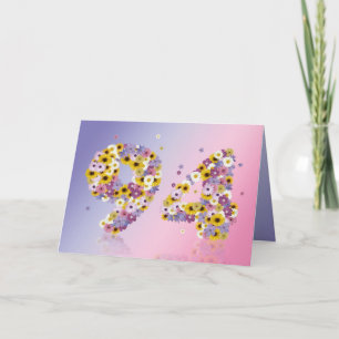 94e verjaardagskaart met bloemen letters kaart