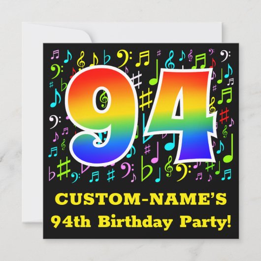 94e verpartijfeest: Leuke muzieksymbolen, regenboo Kaart (Voorkant)