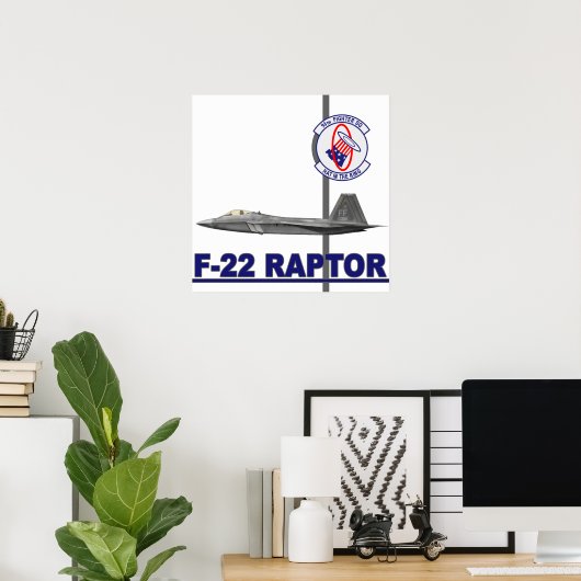 94e Vighter Squadron F-22 Raptor Print (Thuiskantoor)