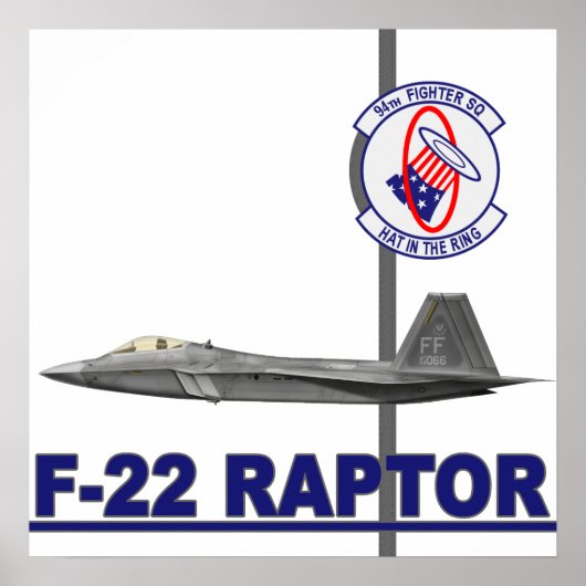 94e Vighter Squadron F-22 Raptor Print (Voorkant)