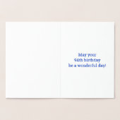 94ème anniversaire : Bold "94 ANS !" Carte Gold Fo (Intérieur)