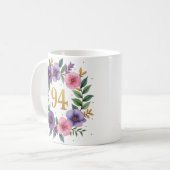 94ème Anniversaire Mug - Couronne florale avec num (Devant gauche)