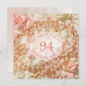 94ste verjaardag uitnodiging met parels (Voorkant / Achterkant)