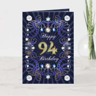 94ste verjaardagskaart met juwelen kaart