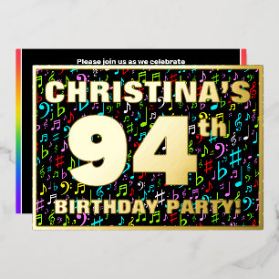 94ste verpartijfeest — Leuke, kleurrijke muziek sy Folie Uitnodiging
