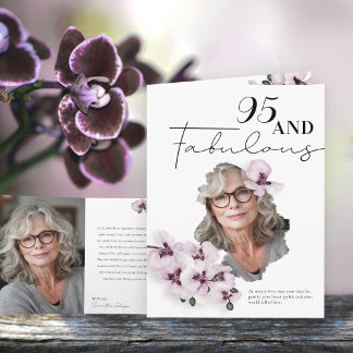 95 & Fabulous Orchide Foto Verjaardagskaart Kaart