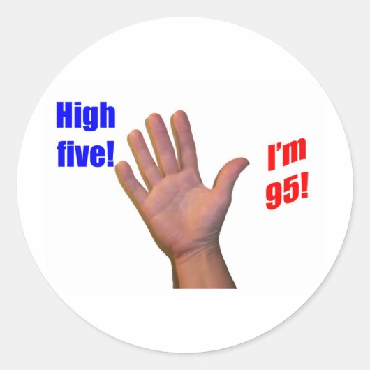 95 High Five Ronde Sticker (Voorkant)