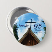 95 jaar oude, landenkerk ronde button 7,6 cm (Voorkant /achterkant)