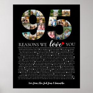 95 Redenen dat we van je houden Foto Collage verja Poster