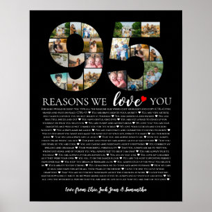 95 Redenen We Love You Fotocollage Verjaardag Poster
