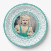 95 Uw foto Willekeurig getallenpatroon Blauwgroen/ Papieren Bordje (Voorkant)