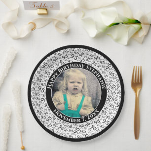 95 Uw foto Willekeurige nummerpatroon zwart/wit Papieren Bordje