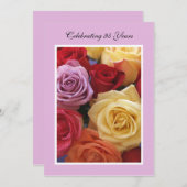 95e anniversaire de fête Invitation Beaux Roses (Devant / Derrière)