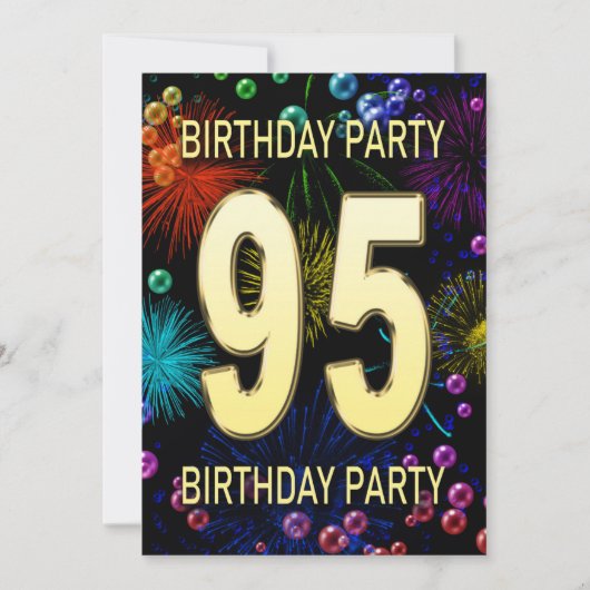 95e anniversaire de fête Invitation feux d'artific (Devant)
