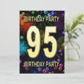 95e anniversaire de fête Invitation feux d'artific (Debout devant)