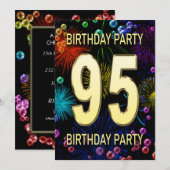 95e anniversaire de fête Invitation feux d'artific (Devant / Derrière)