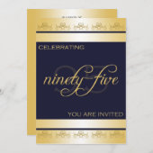 95e anniversaire Invitation à une fête en bleu et (Devant / Derrière)