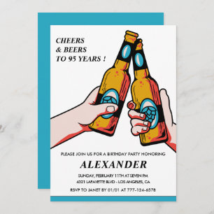 95e anniversaire Invitation Cheers and Beers Homme