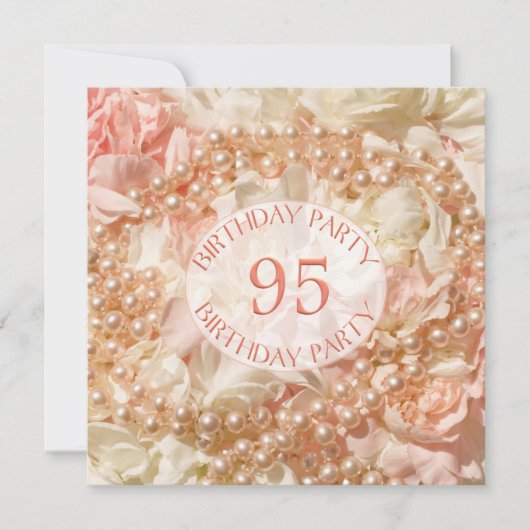 95e anniversaire invitation de fête avec perles (Devant)