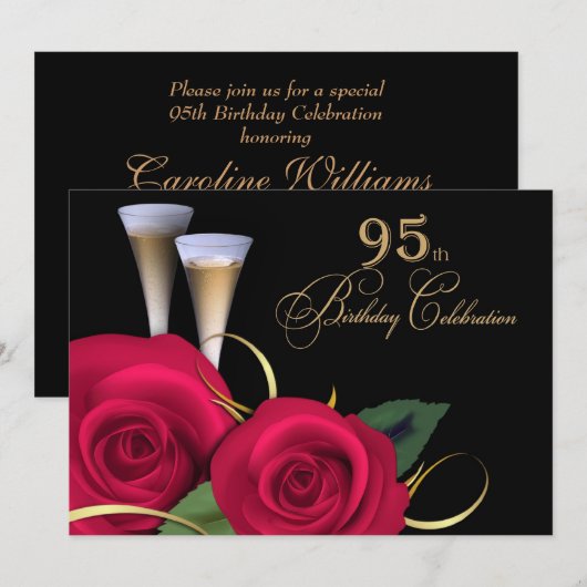 95e anniversaire Invitations personnalisées (Devant / Derrière)