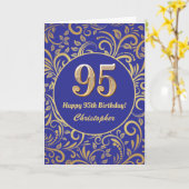 95e anniversaire Marine bleu et or modèle floral (Fleur jaune)