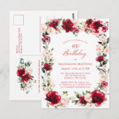 95e anniversaire Red Rose Peony Invitation (Devant / Derrière)