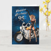 95e carte d'anniversaire avec moto (Fleur jaune)
