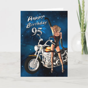 95e carte d'anniversaire avec moto