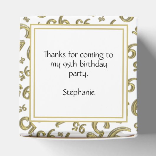 95e Dank u, gouden/witte nummerpatroon Bedankdoosjes (Bovenkant)