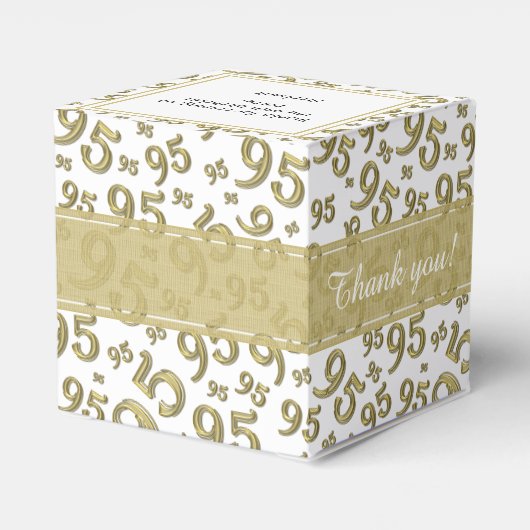 95e Dank u, gouden/witte nummerpatroon Bedankdoosjes (Achterkant)