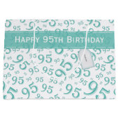95e Happy Birthday Blauwgroen Random Number Patter Groot Cadeauzakje (Voorkant)