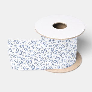 95e Modern Willekeurig Getallenpatroon Blauw/Wit Lint