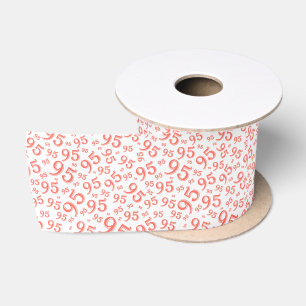 95e Moderne Willekeurige Nummer Patroon Koraal/Wit Lint
