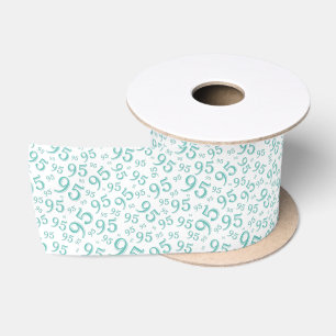 95e Moderne Willekeurige Nummer Patroon Teal/Wit S Lint